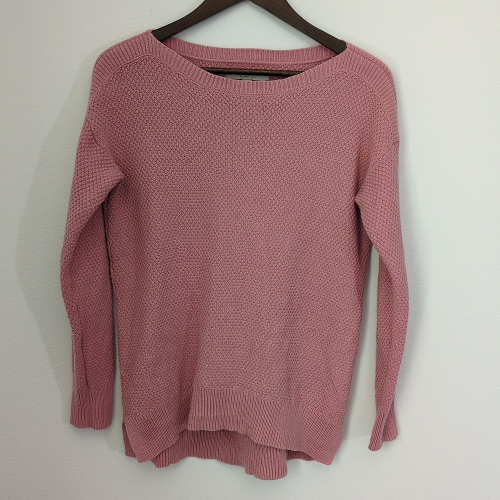 Ann Taylor LOFT Sweater Womens Size XS Pink Long Sleeve Tunic Knit Boat Neck